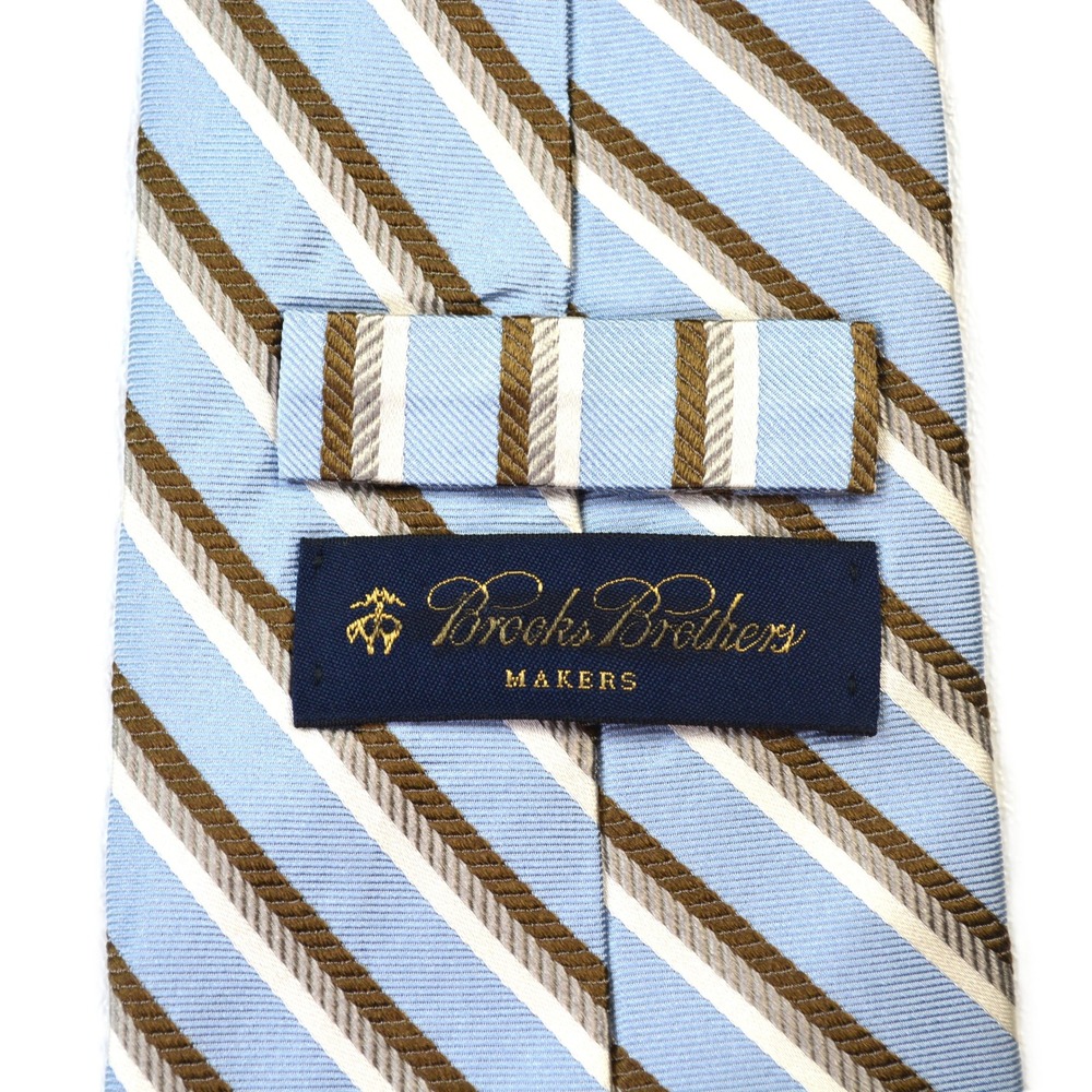 Brooks Brothers Makers Silk Rep Tie Blue Striped Woven Italy Made in USA